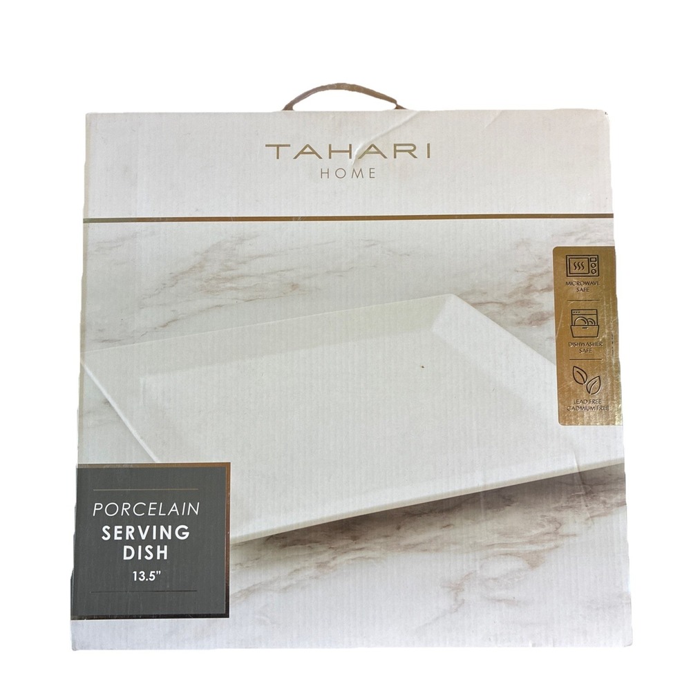 Tahari Porcelain Serving Dish Platter Tray 13.5" Square White NEW‎